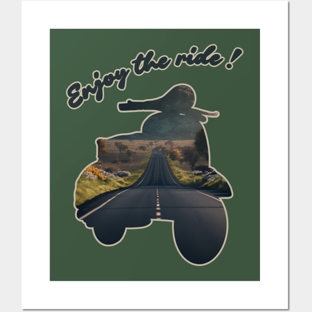 Scooter RVintage Lovers Enjoy The Ride Landscape Country Road Travel Wall Art by Step Into Art